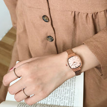 Load image into Gallery viewer, Women Fashion Casual Retro Luxury Small Square Wheat Ear Printing Watch Ladies Rose Gold Quartz Watch