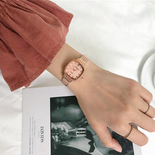 Load image into Gallery viewer, Women Fashion Casual Retro Luxury Small Square Wheat Ear Printing Watch Ladies Rose Gold Quartz Watch