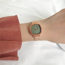 Load image into Gallery viewer, Women Fashion Casual Retro Luxury Small Square Wheat Ear Printing Watch Ladies Rose Gold Quartz Watch