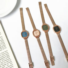 Load image into Gallery viewer, Women Fashion Casual Retro Luxury Small Square Wheat Ear Printing Watch Ladies Rose Gold Quartz Watch