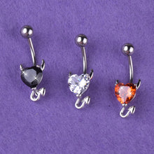 Load image into Gallery viewer, 1PC Fashion Little Devil Glitter Heart-shape Zircon Stainless Steel Belly Button Nail Women Body Piercing Jewelry