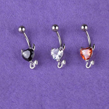 Load image into Gallery viewer, 1PC Fashion Little Devil Glitter Heart-shape Zircon Stainless Steel Belly Button Nail Women Body Piercing Jewelry