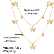 Load image into Gallery viewer, Fashion Elegant Gold Color Butterfly Pendant Multi Layer Clavicle Chain Necklace Women Jewelry Gift