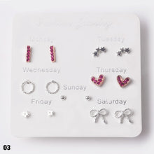 Load image into Gallery viewer, 7 Pairs Fashion Exquisite Korean One Week Ear Studs Set Women Daily Party Jewelry Gift