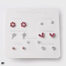 Load image into Gallery viewer, 7 Pairs Fashion Exquisite Korean One Week Ear Studs Set Women Daily Party Jewelry Gift