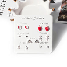 Load image into Gallery viewer, 7 Pairs Fashion Exquisite Korean One Week Ear Studs Set Women Daily Party Jewelry Gift