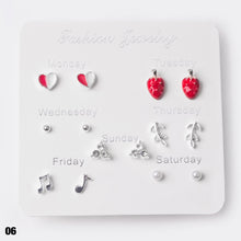 Load image into Gallery viewer, 7 Pairs Fashion Exquisite Korean One Week Ear Studs Set Women Daily Party Jewelry Gift