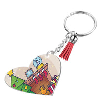 Load image into Gallery viewer, Acrylic Keychain Blanks Clear Acrylic Blanks Heart Shape Plain Acrylic Key Chain Tassel Pendant Key Rings for DIY Projects Crafts,90 Pieces
