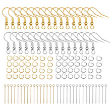 Load image into Gallery viewer, 300 Earring Hooks with Ball and Coil, Gold and Silver Earrings Making Kit with Jump Rings, Head/Eye Pins for DIY Making Supplies