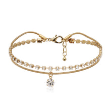 Load image into Gallery viewer, Fashion Creative Simple Double-layered Snake Bone Chain Zircon Anklet Chains Women Jewelry Gift