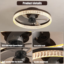 Load image into Gallery viewer, Ceiling Fans with Lights, Minimalist Ring Led Chandelier Fan with Remote Control Modern Ceiling Lamp for Bedroom Nursery Living Room