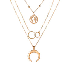 Load image into Gallery viewer, 1PC Fashion Moon Map Pendant Multi Layer Clavicle Chain Necklace Women Jewelry Gift