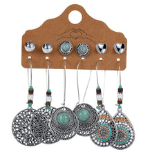 Load image into Gallery viewer, 6 Pairs/Set Fashion Retro Hollowing Out Leaf Feather Pendant Earrings Women Jewelry Gift