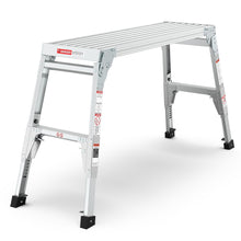 Load image into Gallery viewer, Aluminum Work Platform Large Size Step Stool Folding Portable Work Bench 40" Width Telescopic Feet 22" -27.5" Height Adjustable