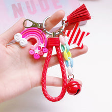 Load image into Gallery viewer, Girl Lovely Girl Heart Creative Ceramic Rainbow Key Chain Pendant Women Female Couple Cute Bag Accessories