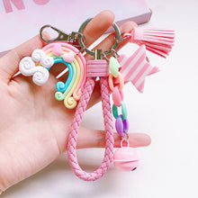 Load image into Gallery viewer, Girl Lovely Girl Heart Creative Ceramic Rainbow Key Chain Pendant Women Female Couple Cute Bag Accessories