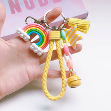 Load image into Gallery viewer, Girl Lovely Girl Heart Creative Ceramic Rainbow Key Chain Pendant Women Female Couple Cute Bag Accessories