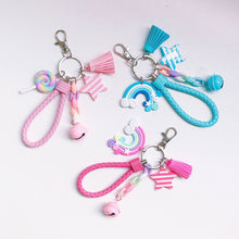 Load image into Gallery viewer, Girl Lovely Girl Heart Creative Ceramic Rainbow Key Chain Pendant Women Female Couple Cute Bag Accessories