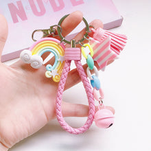 Load image into Gallery viewer, Girl Lovely Girl Heart Creative Ceramic Rainbow Key Chain Pendant Women Female Couple Cute Bag Accessories