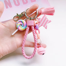Load image into Gallery viewer, Girl Lovely Girl Heart Creative Ceramic Rainbow Key Chain Pendant Women Female Couple Cute Bag Accessories