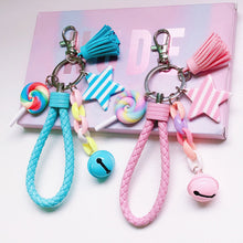Load image into Gallery viewer, Girl Lovely Girl Heart Creative Ceramic Rainbow Key Chain Pendant Women Female Couple Cute Bag Accessories
