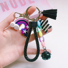 Load image into Gallery viewer, Girl Lovely Girl Heart Creative Ceramic Rainbow Key Chain Pendant Women Female Couple Cute Bag Accessories
