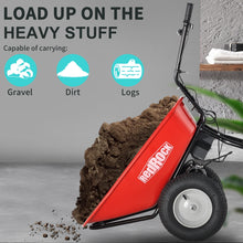 Load image into Gallery viewer, RedRock Wheelbarrow Utility Cart Electric Powered 24V DC 180W AGM Battery 330lbs (150kgs) Max Capacity Barrel Dump Material Debris Hauler