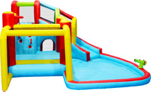 Load image into Gallery viewer, 7 in1 Inflatable slide water park bouncing house outdoor Soccer garden bouncer with Splash pool & Water gun & Climbing wall & Basketball & Football
