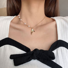 Load image into Gallery viewer, Fashion Creative Fishtail Pendant Titanium Steel Pearl Clavicle Chain Necklace Women Jewelry Gift