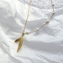 Load image into Gallery viewer, Fashion Creative Fishtail Pendant Titanium Steel Pearl Clavicle Chain Necklace Women Jewelry Gift