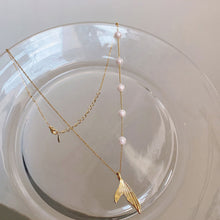 Load image into Gallery viewer, Fashion Creative Fishtail Pendant Titanium Steel Pearl Clavicle Chain Necklace Women Jewelry Gift