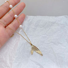 Load image into Gallery viewer, Fashion Creative Fishtail Pendant Titanium Steel Pearl Clavicle Chain Necklace Women Jewelry Gift