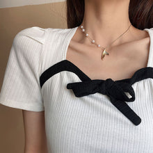 Load image into Gallery viewer, Fashion Creative Fishtail Pendant Titanium Steel Pearl Clavicle Chain Necklace Women Jewelry Gift
