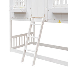 Load image into Gallery viewer, Twin over Twin House Bunk Bed with Roof , Window, Window Box, Door , with Safety Guardrails and Ladder,White