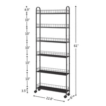 Load image into Gallery viewer, 6-Tier Rolling Cart Gap Kitchen Slim Slide Out Storage Tower Rack with Wheels,6 Baskets,Kitchen,Bathroom Laundry Narrow Piaces Utility cart