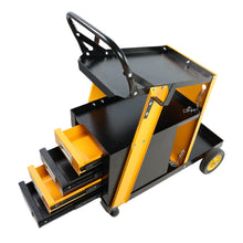Load image into Gallery viewer, Multi-function welder trolley, MIG TIG ARC plasma cutter storage tank with 2 safety chains, portable 4-drawer chest, weight 280 LBS