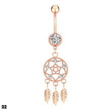 Load image into Gallery viewer, 1 PC Fashion Simple Stainless Steel Zircon Dream Catcher Pendant Belly Ring Women Body Piercing Jewelry