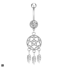 Load image into Gallery viewer, 1 PC Fashion Simple Stainless Steel Zircon Dream Catcher Pendant Belly Ring Women Body Piercing Jewelry
