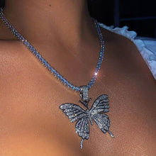 Load image into Gallery viewer, Fashion Hip Hop Exaggerated Rhinestone Big Butterfly Pendant Choker Necklace Women Party Jewelry