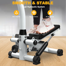 Load image into Gallery viewer, Stair Stepper Machine with Handlebar-Mini Steppers for Exercise with 300LBS Loading Capacity, Hydraulic Fitness Stepper with LCD Monitor(Black+White)