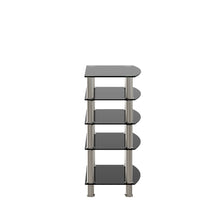 Load image into Gallery viewer, 5-Tier Tempered Glass Side Table Stainless Steel Frame End Table for Living Room, Bedroom, Black