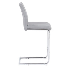 Load image into Gallery viewer, Light grey modern simple bar chair PU leather chrome metal pipe, restaurant, family bar chair set of 2