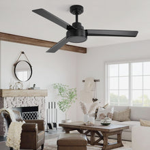 Load image into Gallery viewer, 52" Outdoor Ceiling Fan Without Light, 3 ABS Blades Farmhouse Ceiling Fan with Remote Control 6-speed Reversible DC Motor Black for Living Room, Bedroom, Kitchen