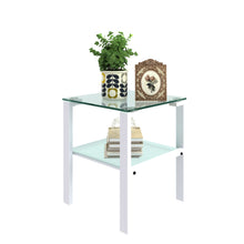 Load image into Gallery viewer, Glass two layer tea table, small round table, bedroom corner table, living room white side table(White)
