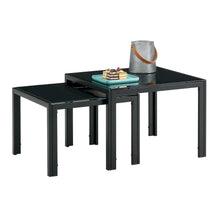 Load image into Gallery viewer, Nesting Coffee Table Set of 2, Square Modern Stacking Table with Tempered Glass Finish for Living Room,Black
