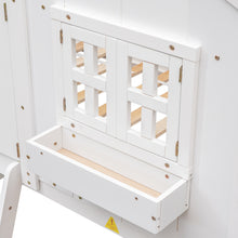 Load image into Gallery viewer, Twin over Twin House Bunk Bed with Roof , Window, Window Box, Door , with Safety Guardrails and Ladder,White
