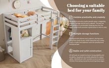Load image into Gallery viewer, Twin Loft Bed with Wardrobe, Storage Shelves and Ladder, White