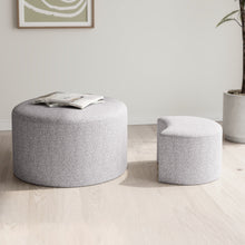 Load image into Gallery viewer, Upholstered Nesting Coffee Tables (Set of 2), Side Table, Footrest, Ottoman & Seat for Living Room Bedroom Entryway Office, Beige Yarn Dyed Fabric