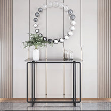 Load image into Gallery viewer, Console Table single layer tempered glass rectangular porch table black leg double tempered glass tea table,Black