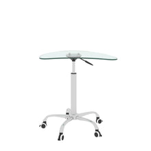 Load image into Gallery viewer, Adjustable Height Transparent Tempered Glass Table Desk Table with Lockable Wheels(Adjustable Range 24.2 "~32.7 ")